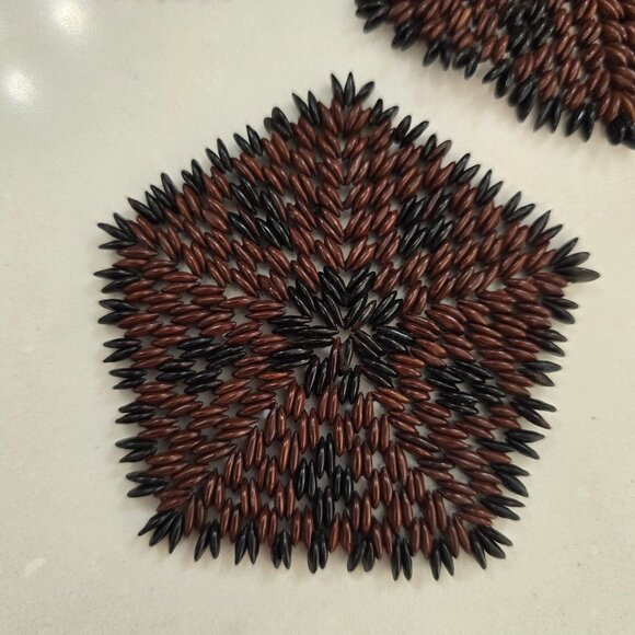 vintage Handcrafted Hawaiian Koa Seed Coasters Set Of 5 - Picture 10 of 16